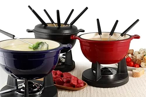 Swissmar F66541 Lucerne 10 Piece Cast Iron Fondue Set, Indigo Blue | Versatile Enameled Cast Iron for Cheese, Chocolate & Broth thumbnail 5