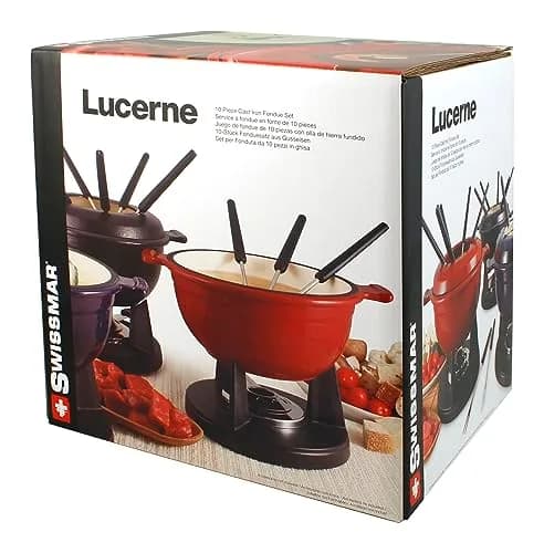 Swissmar F66541 Lucerne 10 Piece Cast Iron Fondue Set, Indigo Blue | Versatile Enameled Cast Iron for Cheese, Chocolate & Broth thumbnail 6
