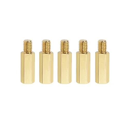 YOKIVE M6 Brass Standoff Screws, Gold Tone 20mm+8mm Female-Male | PCB Standoffs Keep Height Consistent thumbnail 1