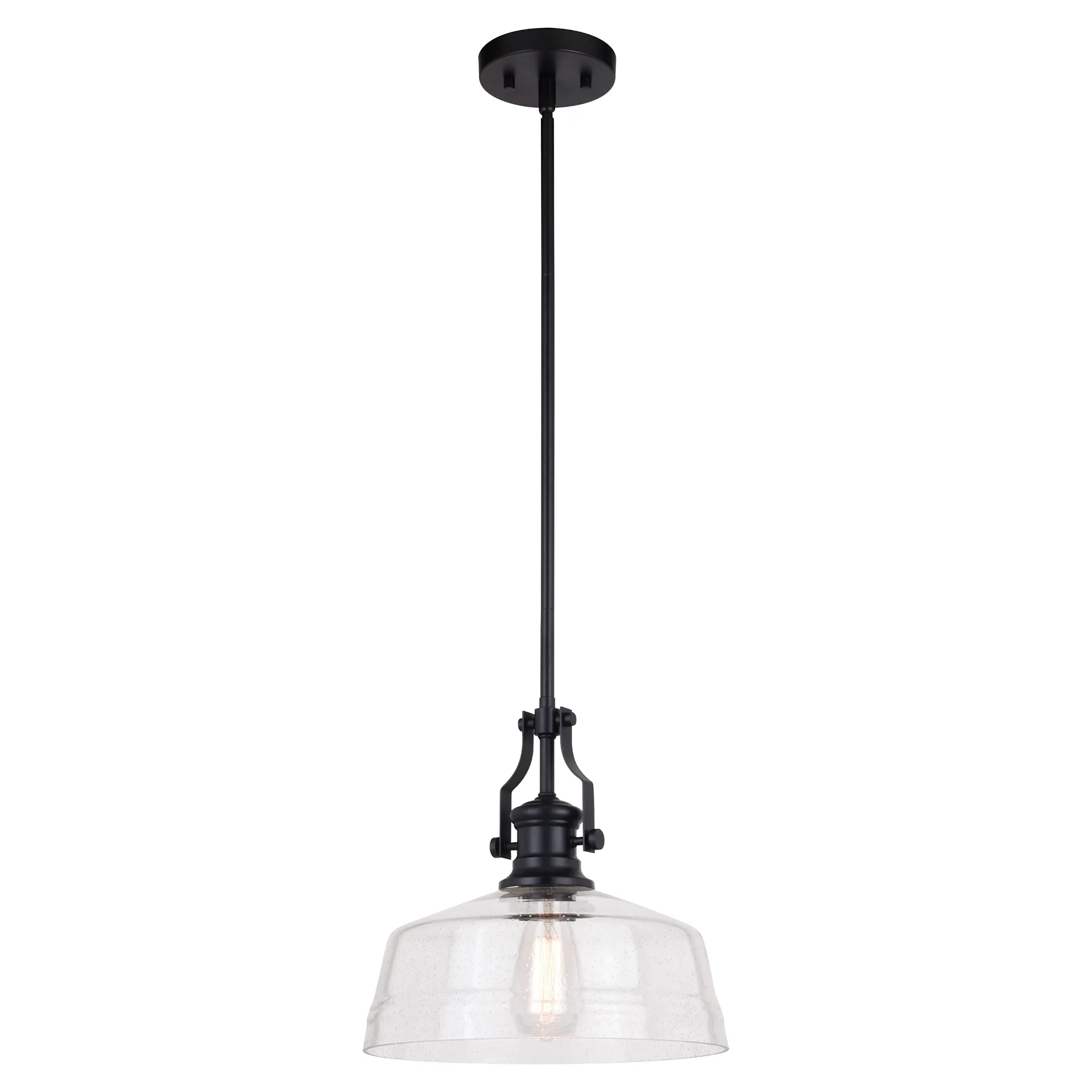 VAXCEL Beloit 3 Light Satin Nickel Farmhouse Chandelier Clear Glass | Modern Country Style — Matte Black / Pendant