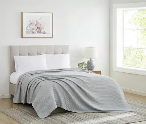 CANNON Heritage Cotton Waffle Grey Cotton Blanket Full/Queen | Breathable, Stylish, Certified thumbnail 1