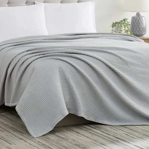 CANNON Heritage Cotton Waffle Grey Cotton Blanket Full/Queen | Breathable, Stylish, Certified thumbnail 4