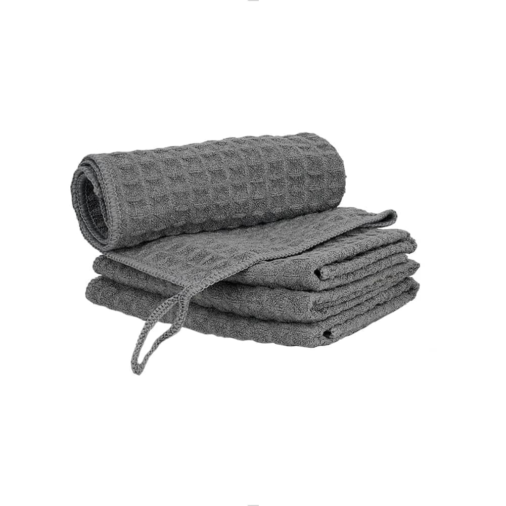 watchget Microfiber Espresso Barista Cleaning Towels 30cm x 30cm (12"x12") | 4 Pack Dark Grey Waffle Weave - main product image