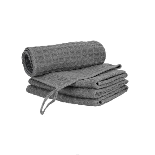 watchget Microfiber Espresso Barista Cleaning Towels 30cm x 30cm (12"x12") | 4 Pack Dark Grey Waffle Weave thumbnail 1