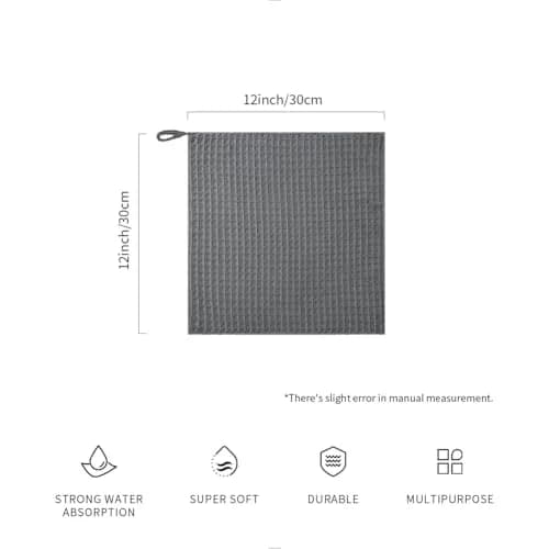 watchget Microfiber Espresso Barista Cleaning Towels 30cm x 30cm (12"x12") | 4 Pack Dark Grey Waffle Weave thumbnail 2