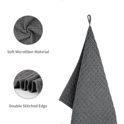 watchget Microfiber Espresso Barista Cleaning Towels 30cm x 30cm (12"x12") | 4 Pack Dark Grey Waffle Weave thumbnail 3