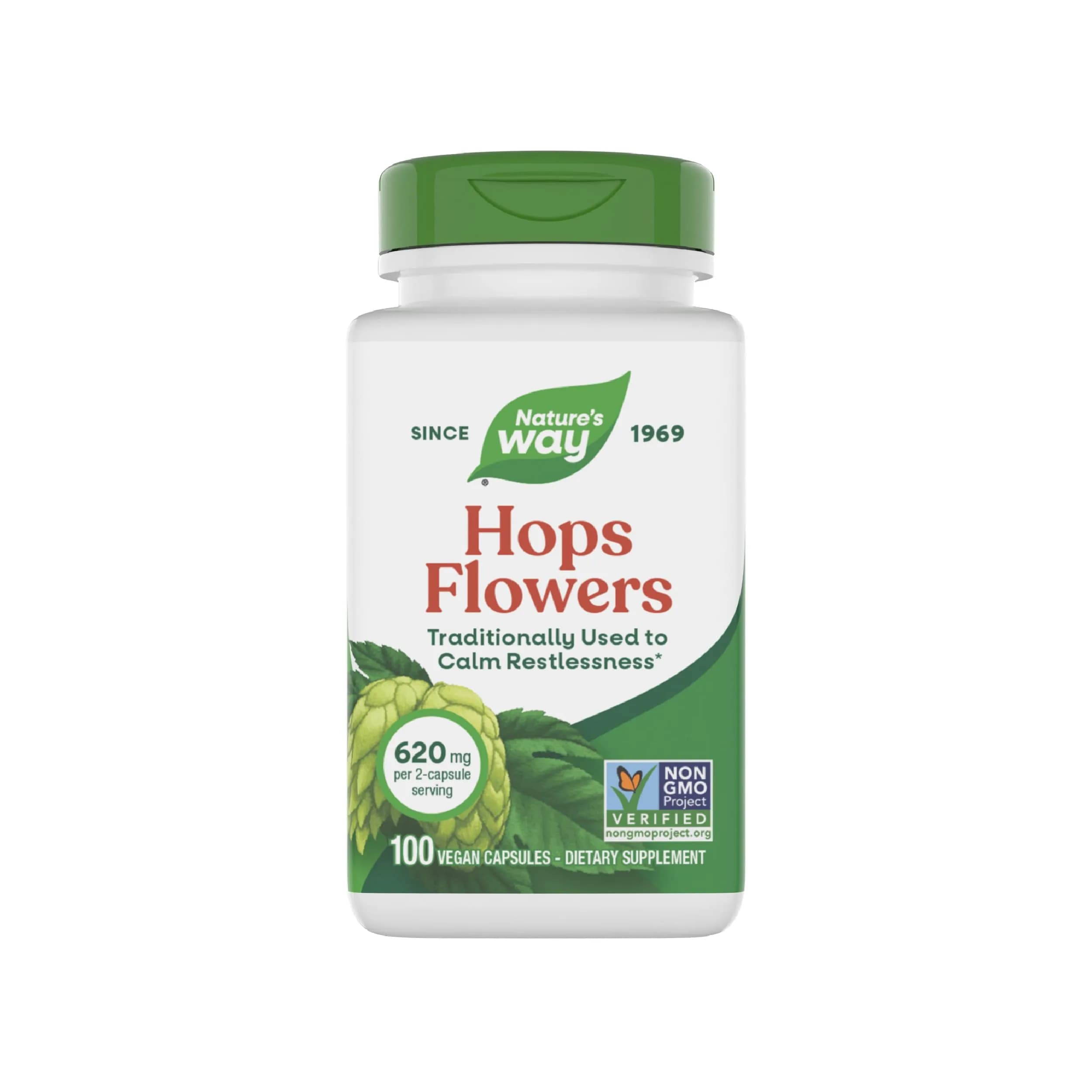 Nature's Way Hops Flowers 620 mg | Traditional Calming Herbal Supplement for Restlessness, Vegan & Gluten Free
