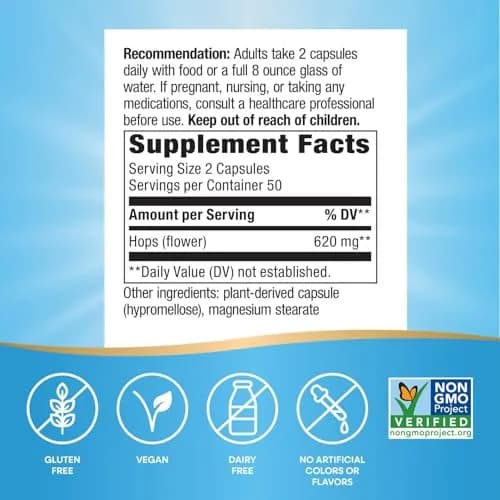 Nature's Way Hops Flowers 620 mg | Traditional Calming Herbal Supplement for Restlessness, Vegan & Gluten Free thumbnail 5