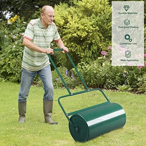 Outvita Lawn Roller, 13 Gallons, Water & Sand Filled, Green | Durable Steel, U Handle, Easy Storage thumbnail 6