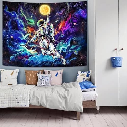 kampdream Blacklight Astronaut Space Tapestry 36×48 inch | UV Reactive Galaxy Universe Planet Glow in Dark Wall Art thumbnail 4