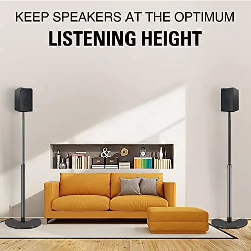Mounting Dream Adjustable Speaker Stands Pair, 39" Max Height, 11 lbs Capacity Each | Heavy Duty Floor Stands for Home Theater thumbnail 7