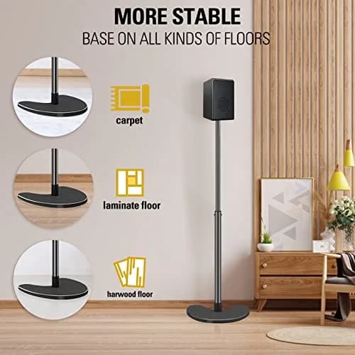 Mounting Dream Adjustable Speaker Stands Pair, 39" Max Height, 11 lbs Capacity Each | Heavy Duty Floor Stands for Home Theater thumbnail 3