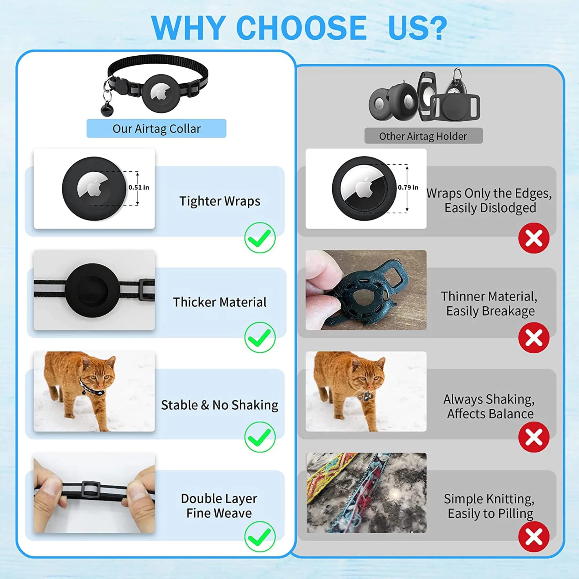 vyaji Airtag Cat Collar with Silicone Holder & Bell - Adjustable Nylon Breakaway Collar - Multicolor (4-Pack) - view 5