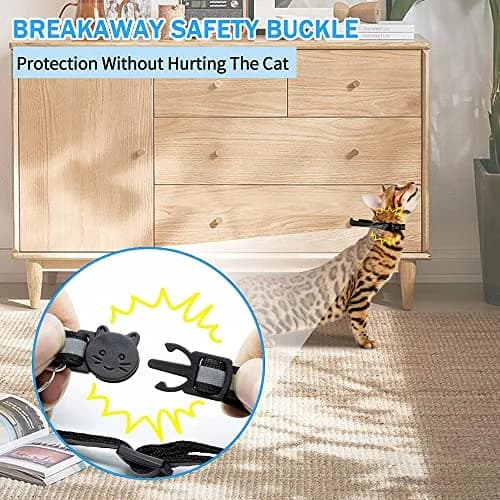 vyaji Airtag Cat Collar with Silicone Holder & Bell - Adjustable Nylon Breakaway Collar - Multicolor (4-Pack) thumbnail 3