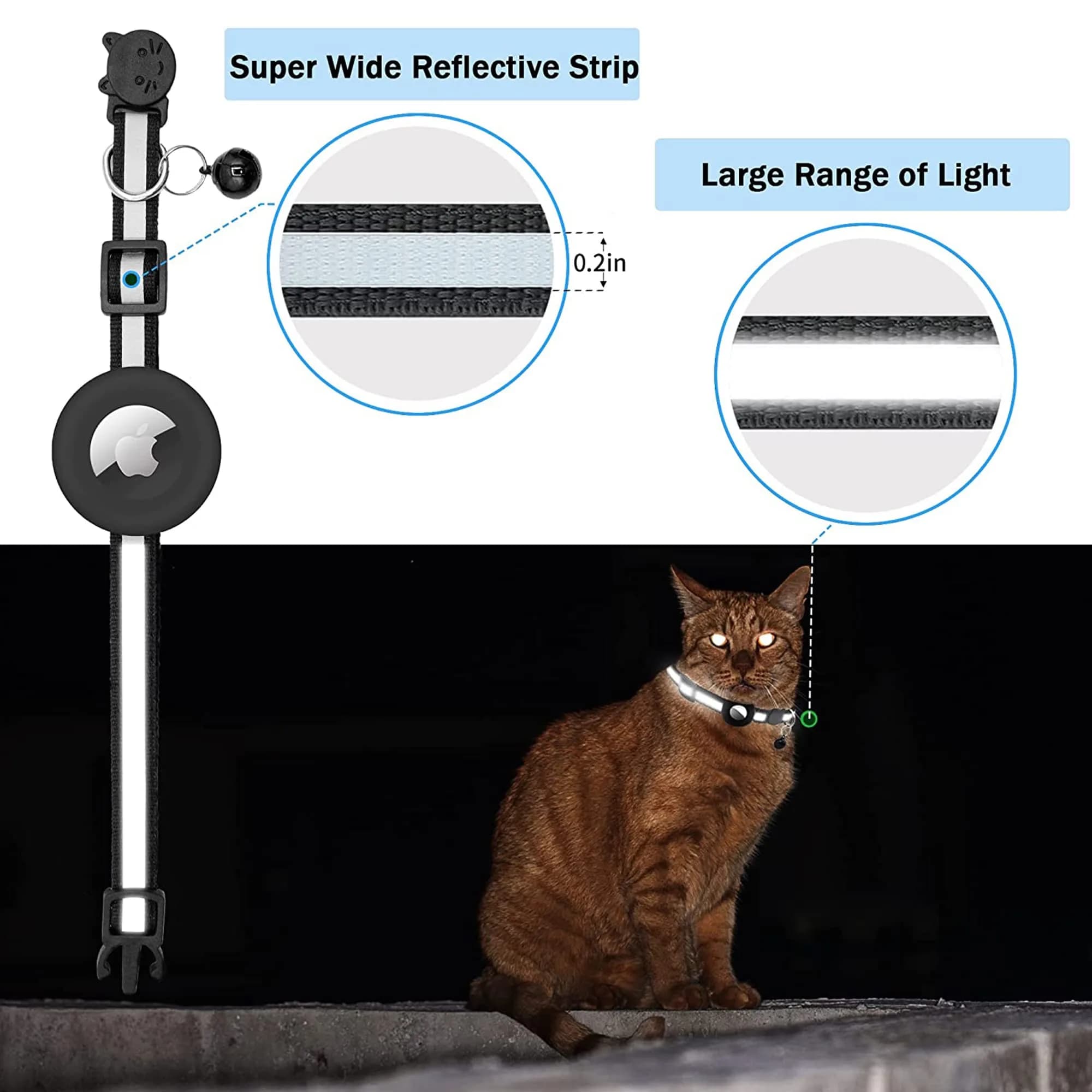 vyaji Airtag Cat Collar with Silicone Holder & Bell - Adjustable Nylon Breakaway Collar - Multicolor (4-Pack) - view 4