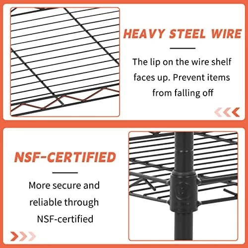 YYkokocat 5 Tier Storage Shelves | Adjustable Wire Shelf Rack 21.5 x 11.6 x 47.6 thumbnail 8