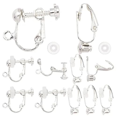 SUNNYCLUE Jewelry Findings 16pcs Silver Non Pierced Earring Converters | Easy to Use & Marine Style Design thumbnail 1