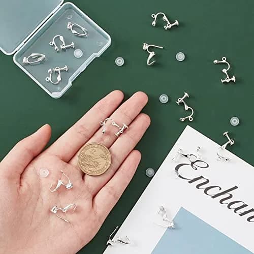 SUNNYCLUE Jewelry Findings 16pcs Silver Non Pierced Earring Converters | Easy to Use & Marine Style Design thumbnail 3