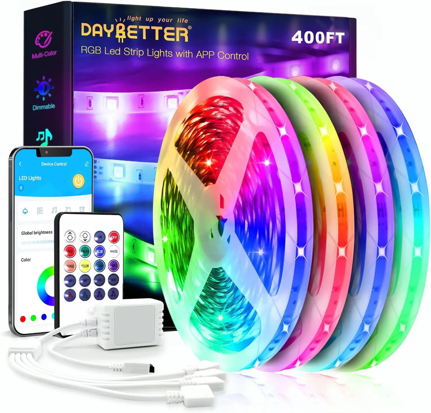 DAYBETTER Led Strip Lights 400 ft | Ultra Long RGB Smart Light Strips for Home & Party