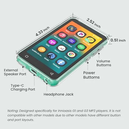 innioasis Crystal Clear Case for G1, G3 MP3 Player | 11.2cm (4.33in) Protective Bumper thumbnail 6