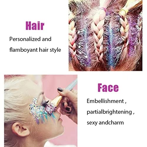 MEICOLY Green Chunky Glitter Gel 50ml (1.7 Fl Oz) | Self-Adhesive Face Body Hair Glitter for Festivals thumbnail 8