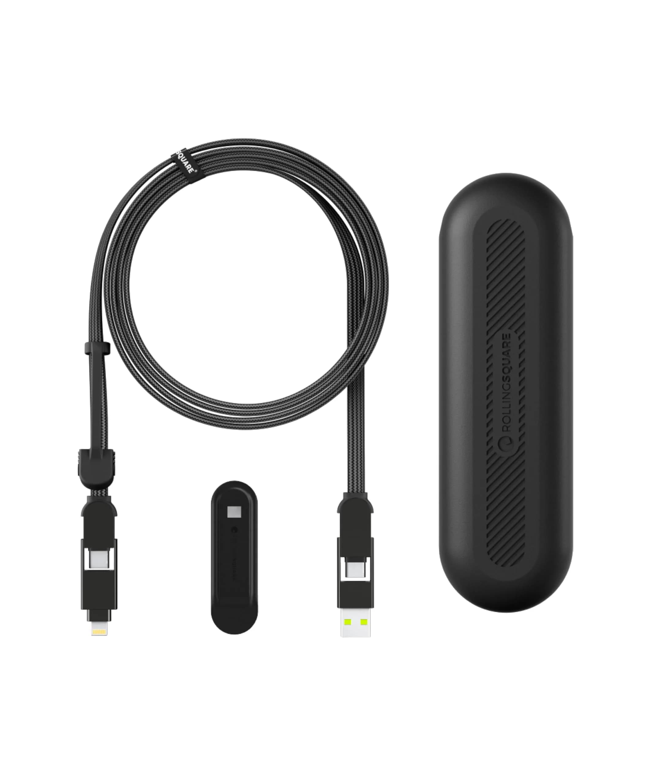 Rolling Square inCharge XL 6-in-1 Multi Charging Cable 2m | 100W Ultra-Fast Power, Portable USB & USB-C — Urban Black