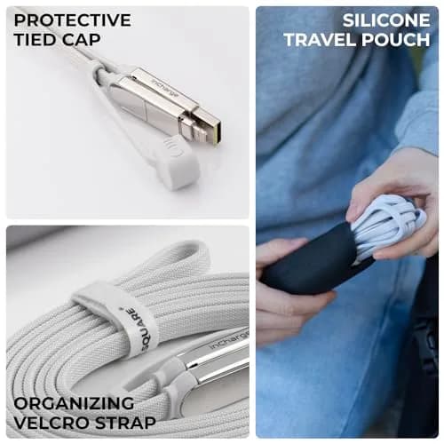 Rolling Square inCharge XL 2m USB-C Cable, 6-in-1 Fast Charger, White, 100W Support thumbnail 6