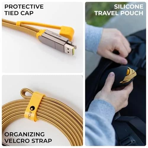 Rolling Square InCharge XL 2m USB C Lightning & Micro USB Cable | 100W Fast Charging, Yellow thumbnail 6
