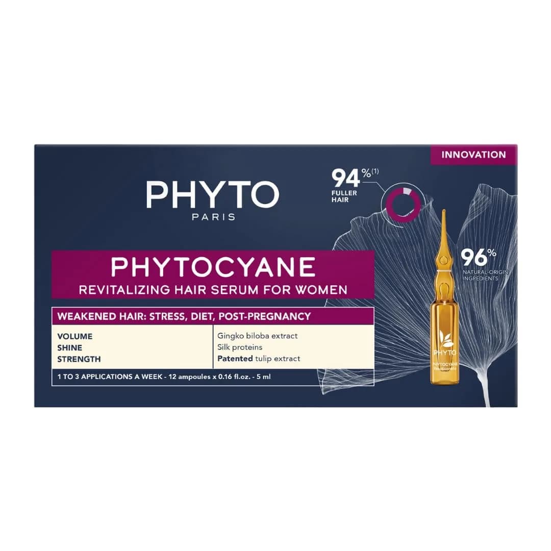 PHYTO Women Revitalizing Hair Serum 12 Vials | Supports Reactional Hair Thinning, Stress & Postpartum Recovery