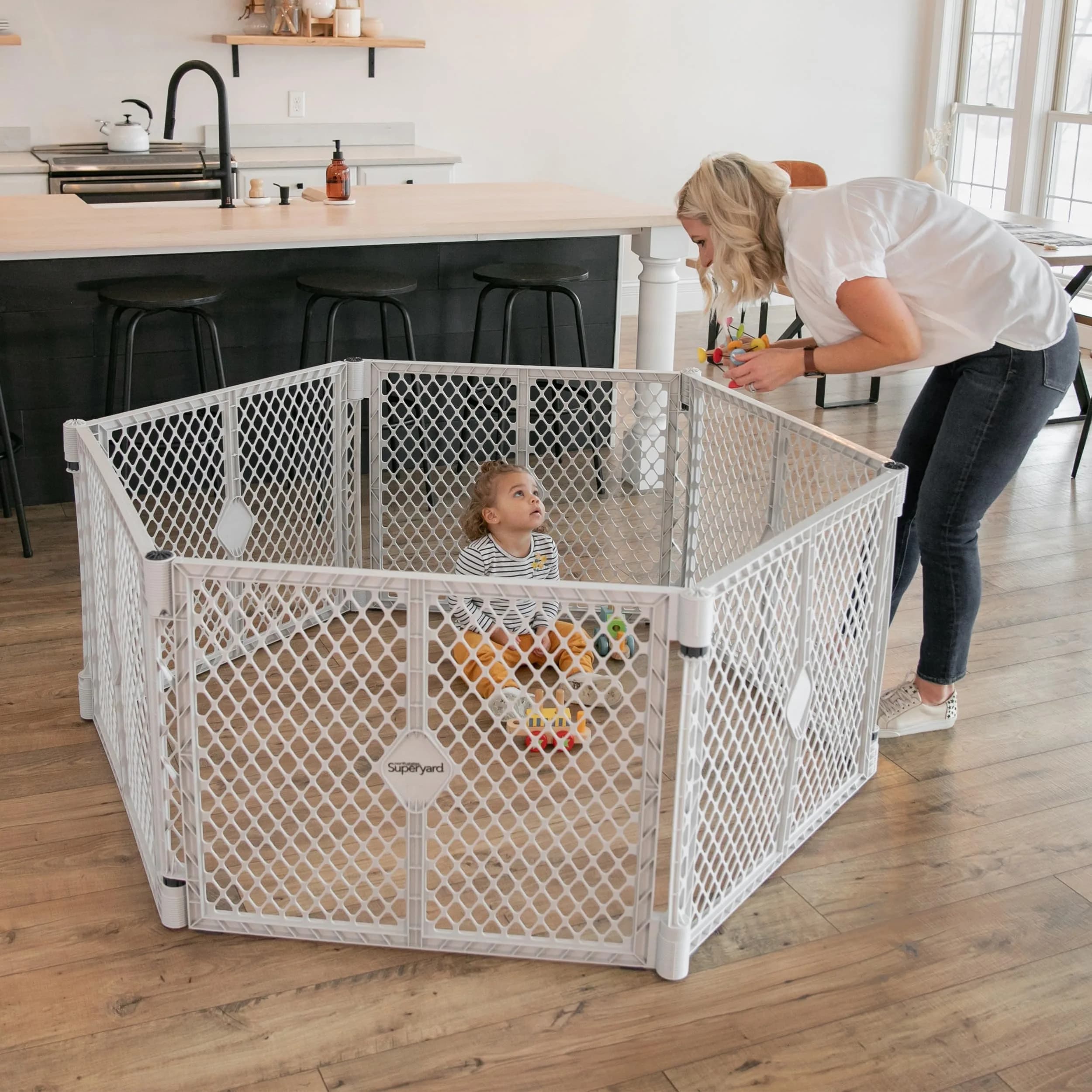 Toddleroo Superyard 6-Panel Baby Playard 18.5 SqFt | Portable Indoor/Outdoor Safety Enclosure