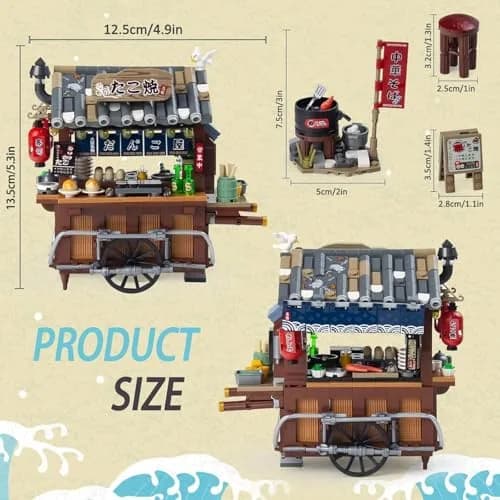 OundarM Japan Street View Mini Restaurant Takoyaki Trolley Building Set 951 Pcs | Architecture Model Kit for Teens & Adults thumbnail 4