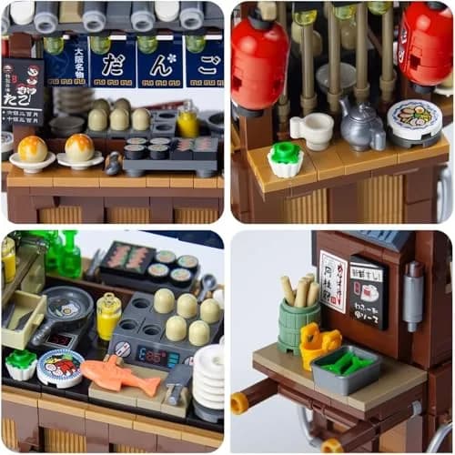 OundarM Japan Street View Mini Restaurant Takoyaki Trolley Building Set 951 Pcs | Architecture Model Kit for Teens & Adults thumbnail 2