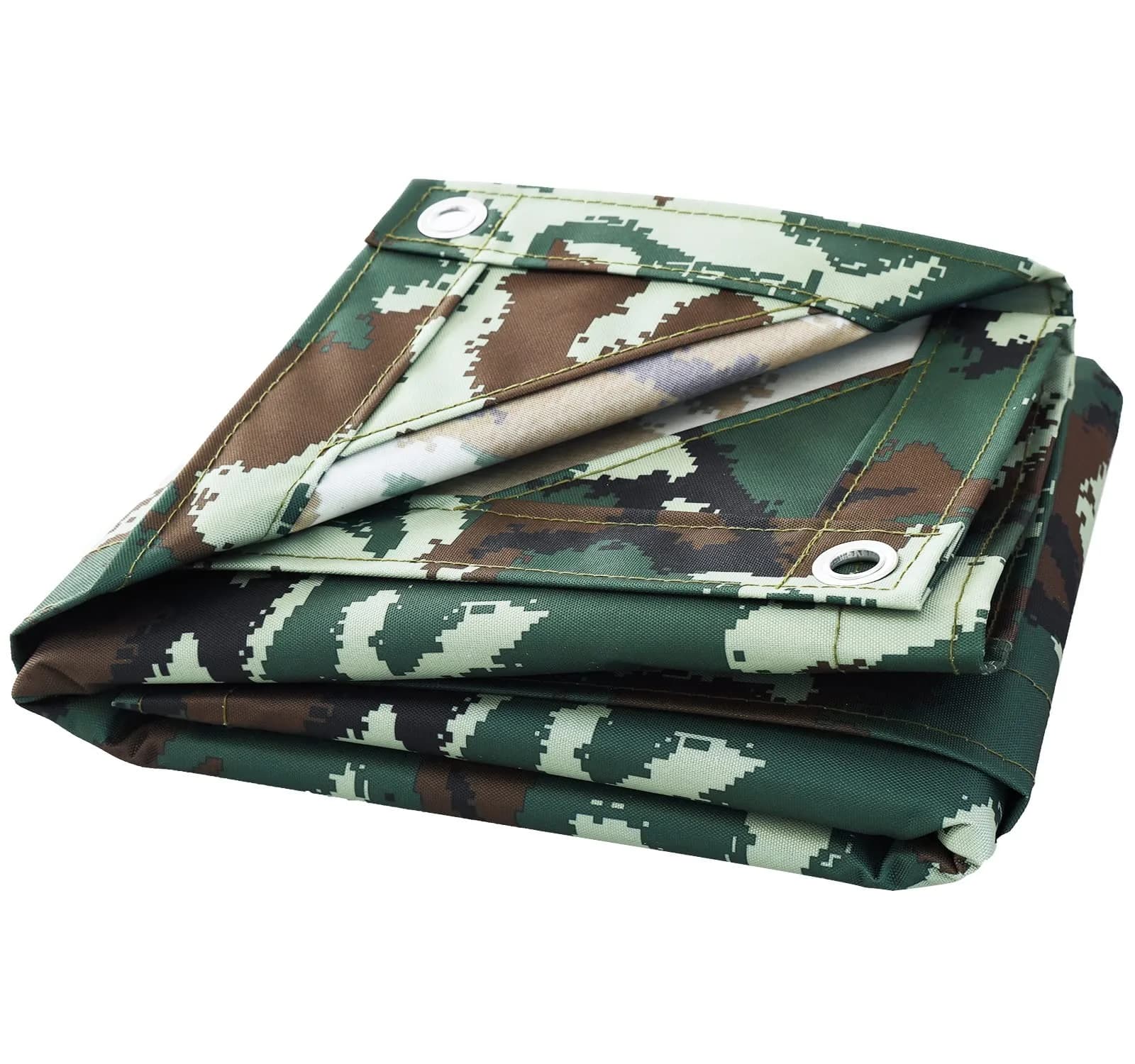 F&J Outdoors 10 OZ Heavy Duty Canvas Tarp Tarpaulin Covers, Camo, 6x8 Feet | Water-Resistant, UV Protected Outdoor Cover — Camo / 6 x 8 feet