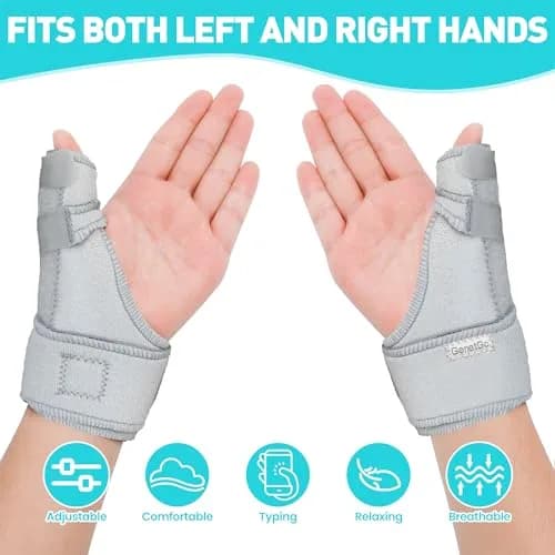 GenetGo Trigger Thumb Splint Brace Grey One Size | Supports Pain, Sprains, Arthritis, Tendonitis thumbnail 4