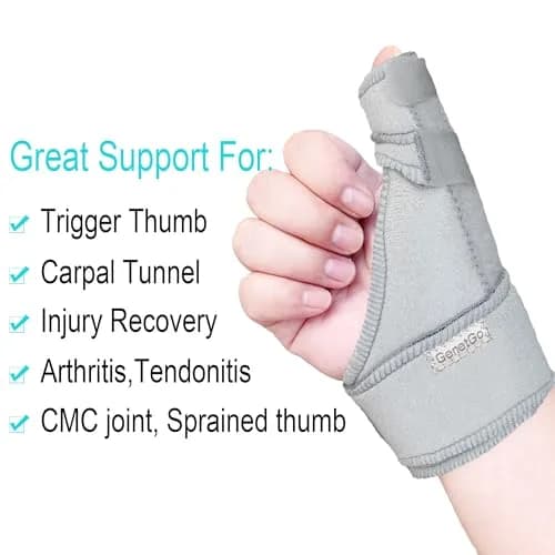 GenetGo Trigger Thumb Splint Brace Grey One Size | Supports Pain, Sprains, Arthritis, Tendonitis thumbnail 2