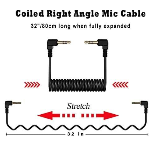 COCOMK 3.5mm TRS Microphone Patch Cable, Black | 80cm Coiled Aux Cord for Audio Devices thumbnail 7