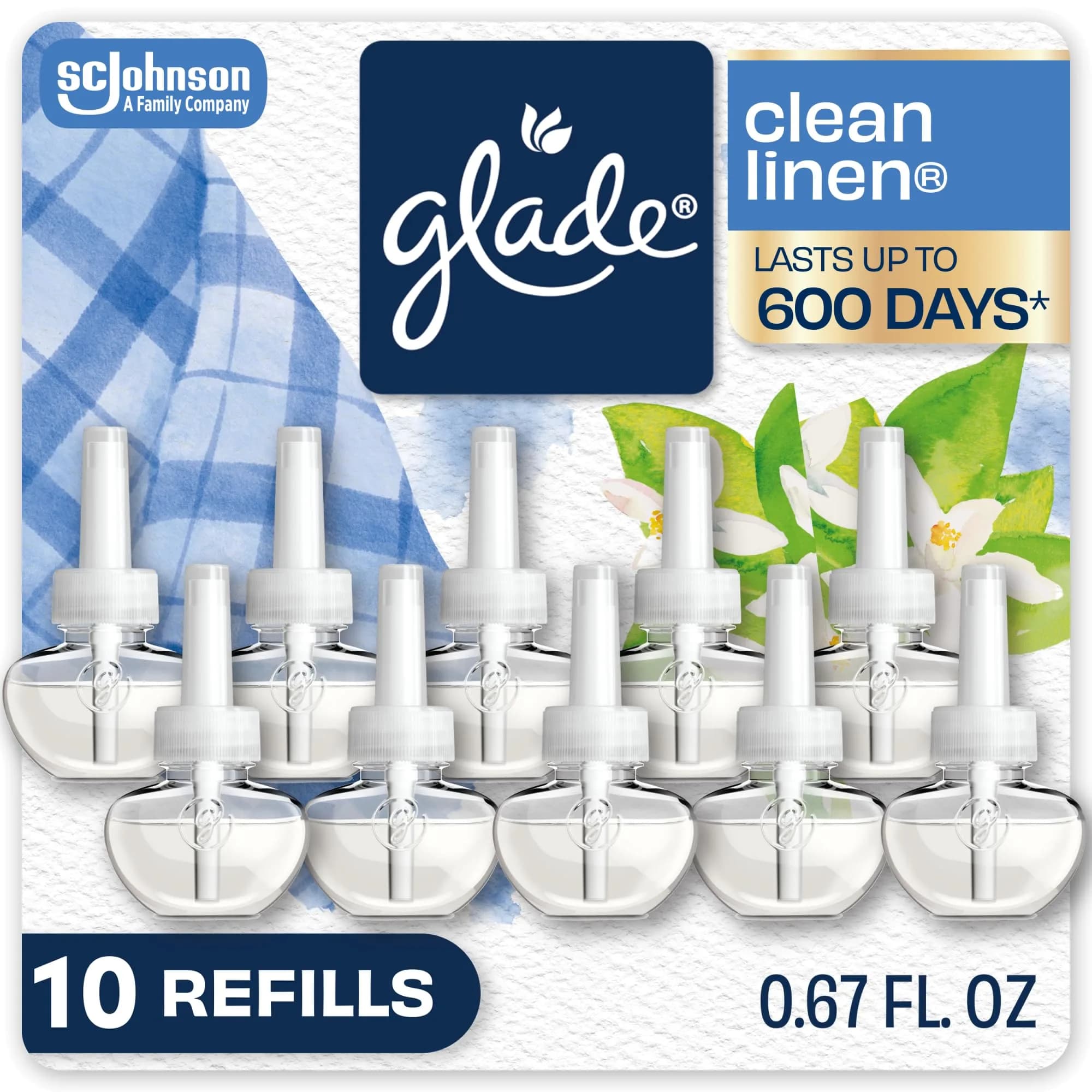 Glade PlugIns Air Freshener Refills Clean Linen 10 Count | Long-Lasting Home Fragrance — Clean Linen