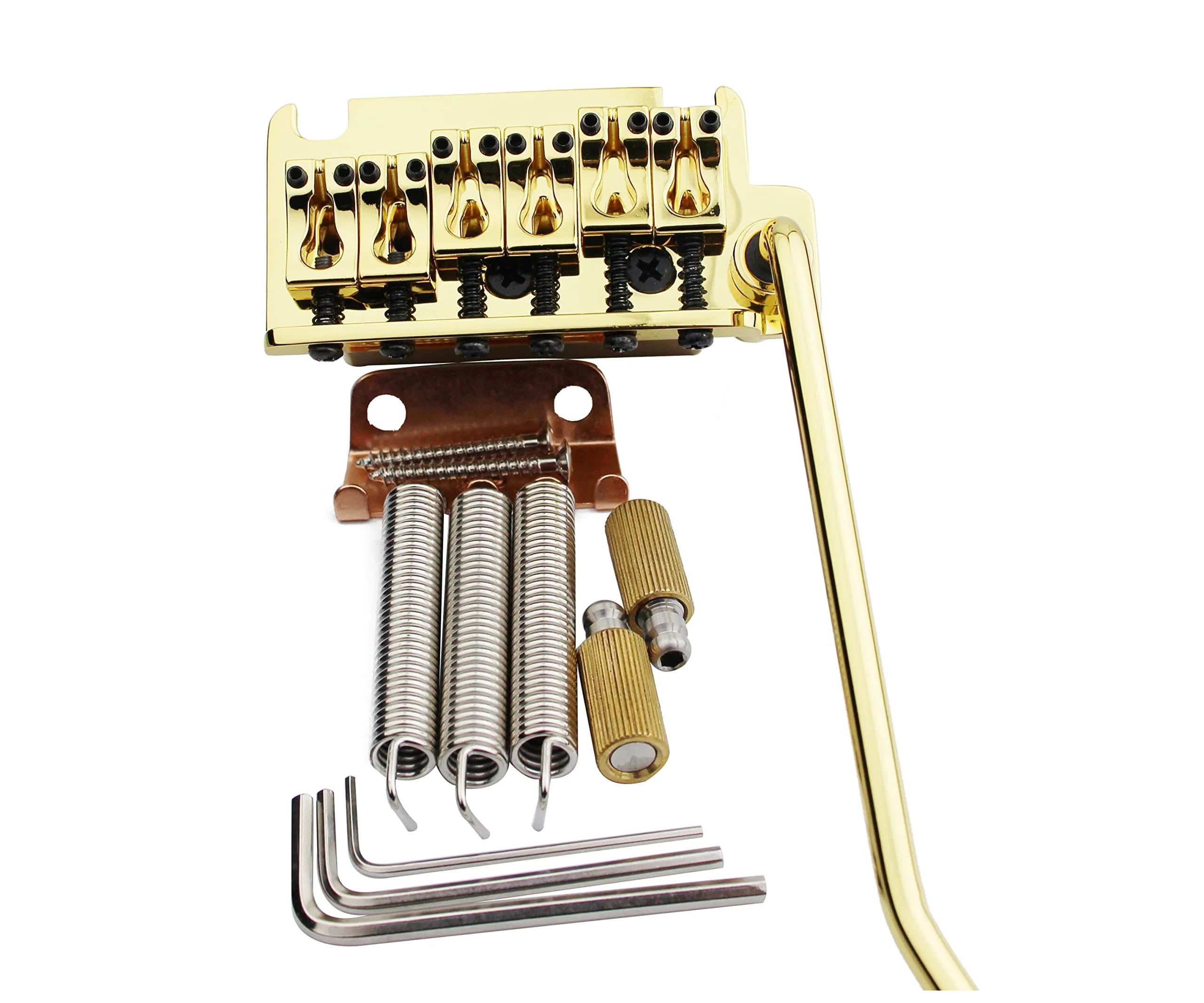 Guyker Non-locking 2 Point Guitar Tremolo Bridge 83.2 x 40.3mm | Brass Block, CNC Machined, Gold — Gold
