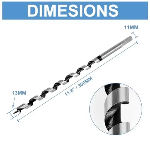 Masendelk 13mm x 300mm Wood Auger Drill Bit with 11mm Hex Shank | Precision Holes in Hardwood & Softwood thumbnail 5