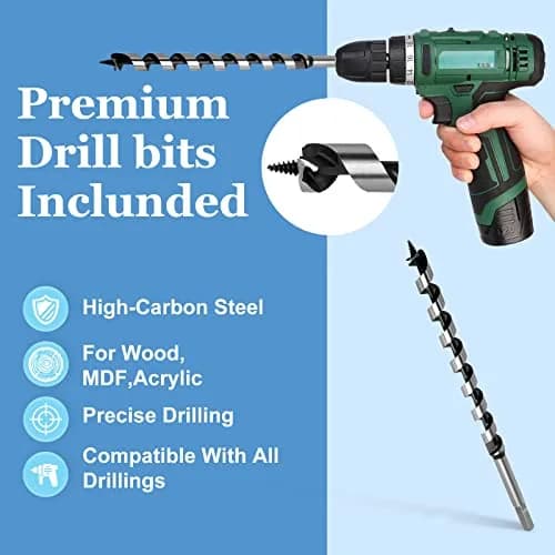 Masendelk 22mm (0.875 Inch) Wood Auger Drill Bit with 11mm Hex Shank | 300mm Long Carbon Steel for Hardwood & Softwood thumbnail 3