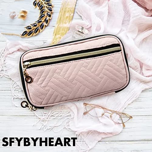 SFYBYHEART Travel Jewelry Organizer Case, Small Pink | Tangle-Free Earrings & Necklace Storage thumbnail 6