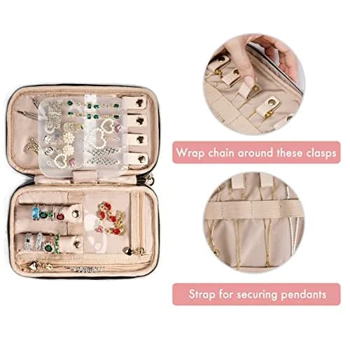 SFYBYHEART Travel Jewelry Organizer Case, Small Pink | Tangle-Free Earrings & Necklace Storage thumbnail 4