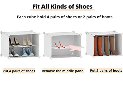 HOMICKER Shoe Storage Organizer for Closet | 32 Pairs Capacity, Dustproof & Expandable, Metal Frame, Frosted Doors, Easy Assembly thumbnail 4
