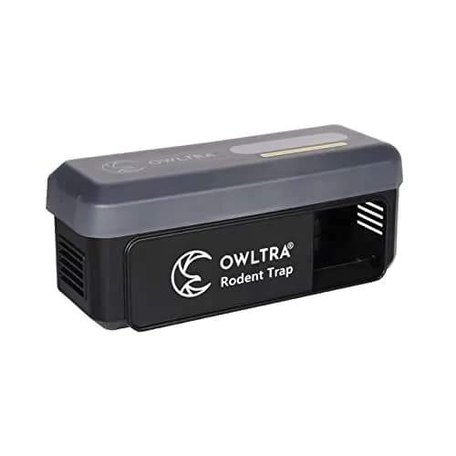 OWLTRA Waterproof Indoor/Outdoor Electric Rodent Trap | Humane, IPX4 Grade, Sound & Light Alarm, Batteries or USB Power, Black thumbnail 1