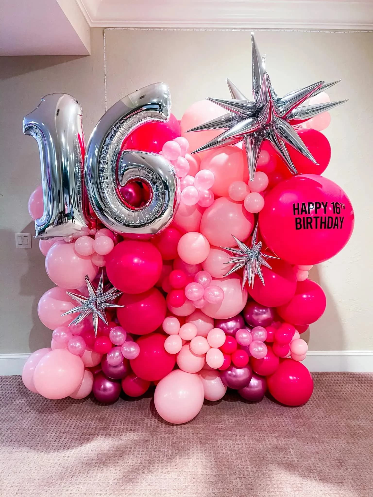 Voircoloria Hot Pink Balloons Garland Arch Kit 130pcs | Assorted Sizes 5-18 Inch - view 6