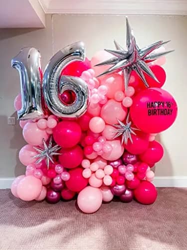 Voircoloria Hot Pink Balloons Garland Arch Kit 130pcs | Assorted Sizes 5-18 Inch thumbnail 6