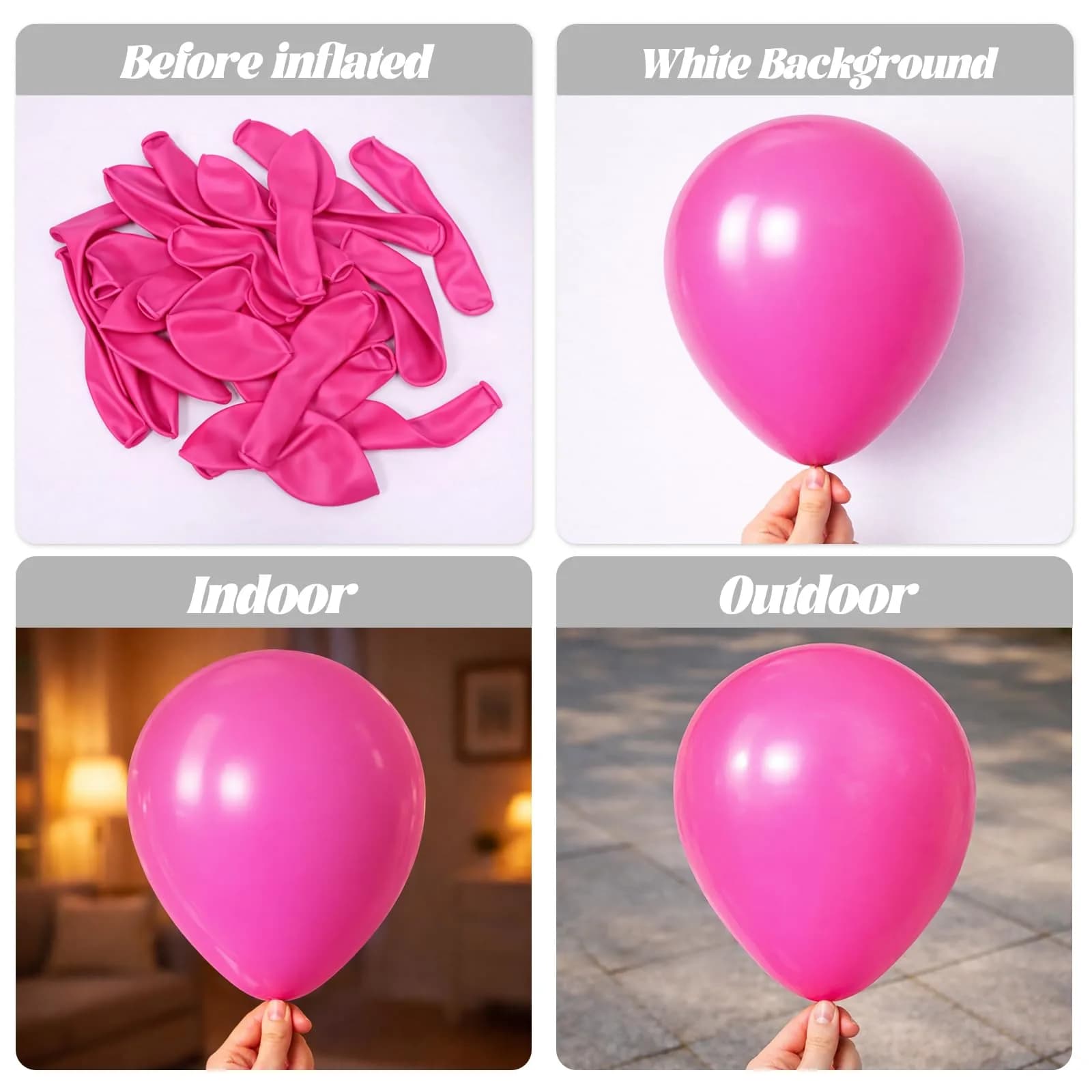 Voircoloria Hot Pink Balloons 130pcs Assorted Sizes Pack | Retro Pink Balloon Garland Kit for Party Decorations - view 3