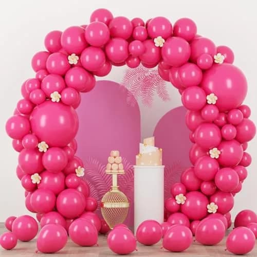 Voircoloria Burnt Orange Balloons 130pcs Assorted Sizes Pack | Retro Orange Balloon Garland Kit for Party Decorations — 09 Hot Pink / 5/10/12/18 inch - 130pcs