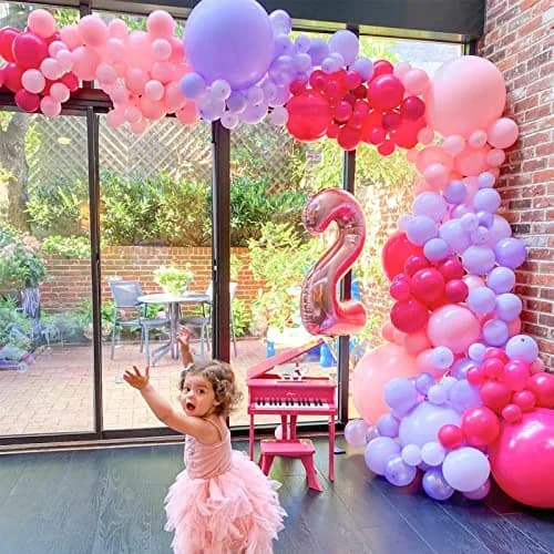 Voircoloria 130pcs Pink Balloons Garland Arch Kit Assorted Sizes (5, 10, 12, 18 Inch) | Birthday Party Decorations thumbnail 4