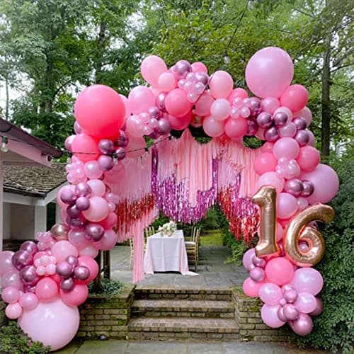 Voircoloria 130pcs Pink Balloons Garland Arch Kit Assorted Sizes (5, 10, 12, 18 Inch) | Birthday Party Decorations thumbnail 8